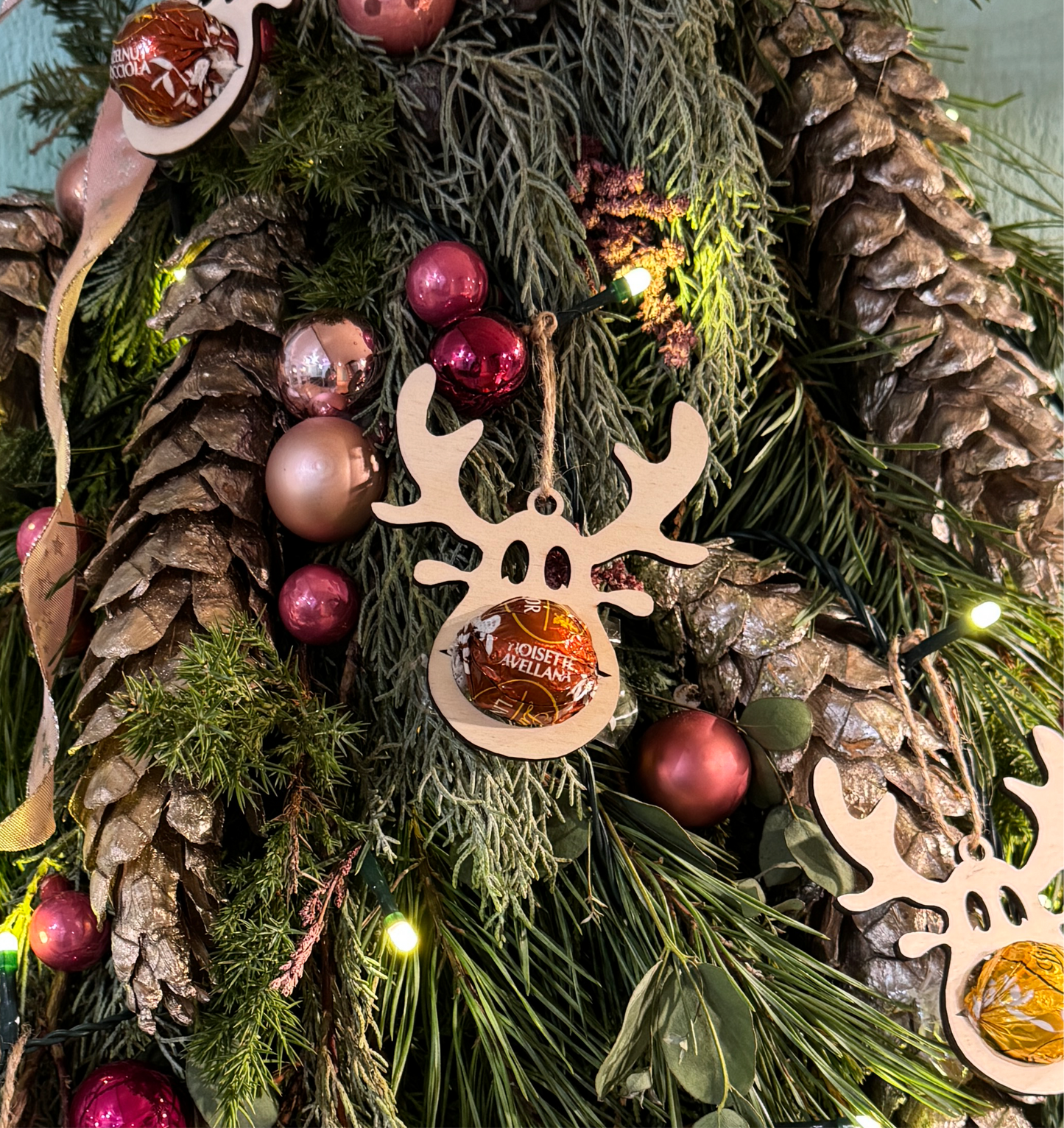 Rentier Schoko-Halter Christbaumkugel | Für Lindor Kugeln