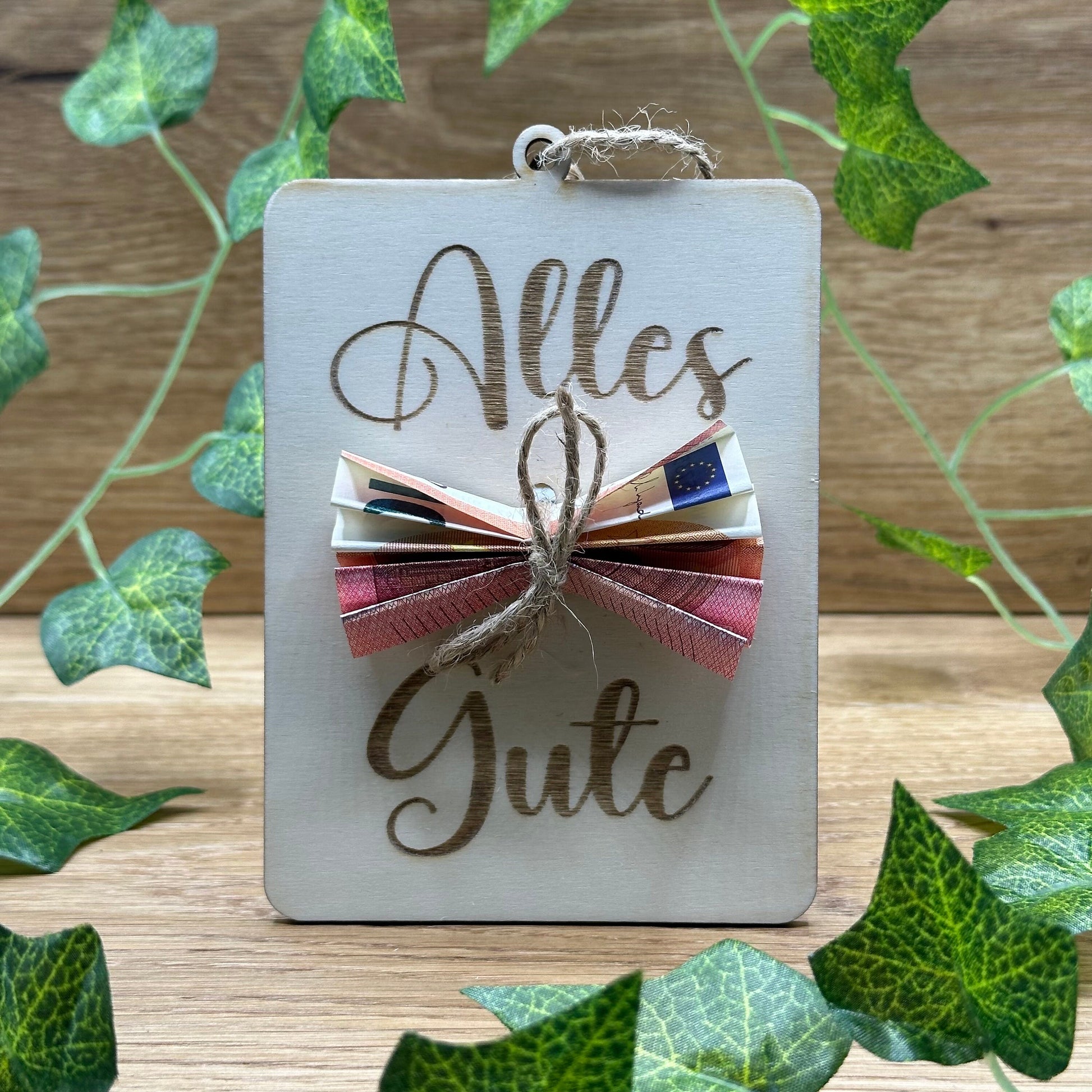 Geldgeschenk - Holz Geschenkkarte für Geburtstag, Firmenjubiläum, Weihnachten, uvm.