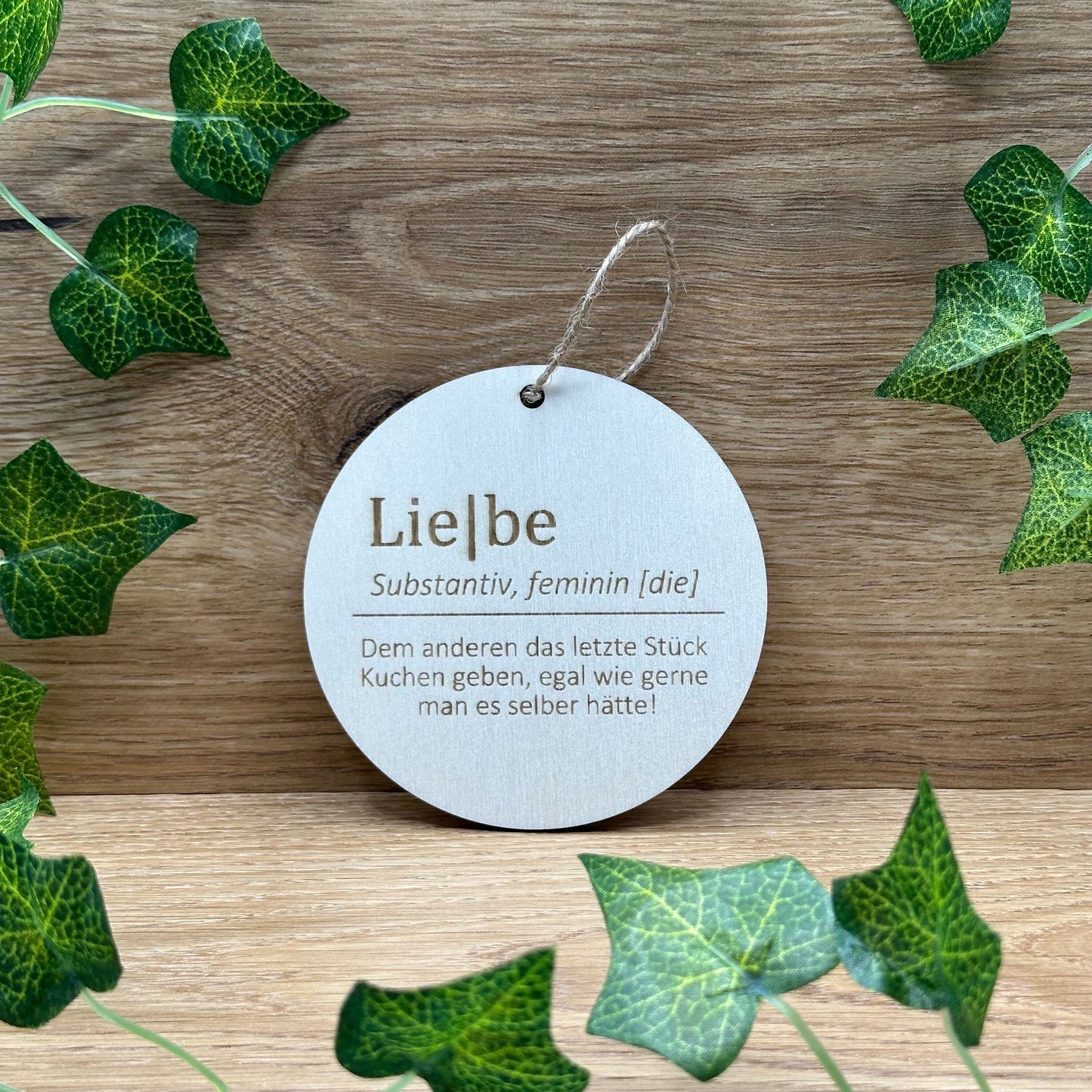 Holzplättchen "Definition Liebe" Geschenkanhänger für Geburtstag Weihnachten Jahrestag oder als Dankeschön. Geschenk für Paare