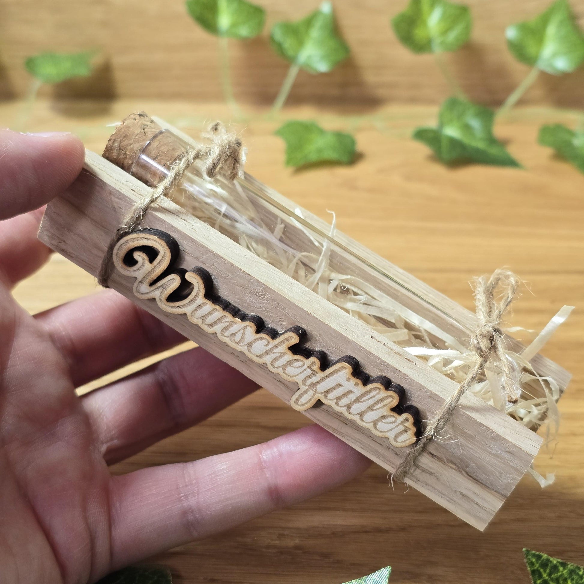 Geldgeschenk Wunscherfüller für Geburtstag, Konfirmation, Taufe, Hochzeit, Kommunion, Mitbringsel - liebevolle Geschenkidee mit Reagenzglas