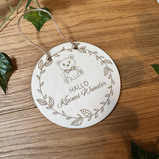 Kleines Wunder - Holzschild - Geschenk zur Geburt, Mama & Papa, Eltern, personalisierbar, schöne Kleinigkeit für werdende Eltern
