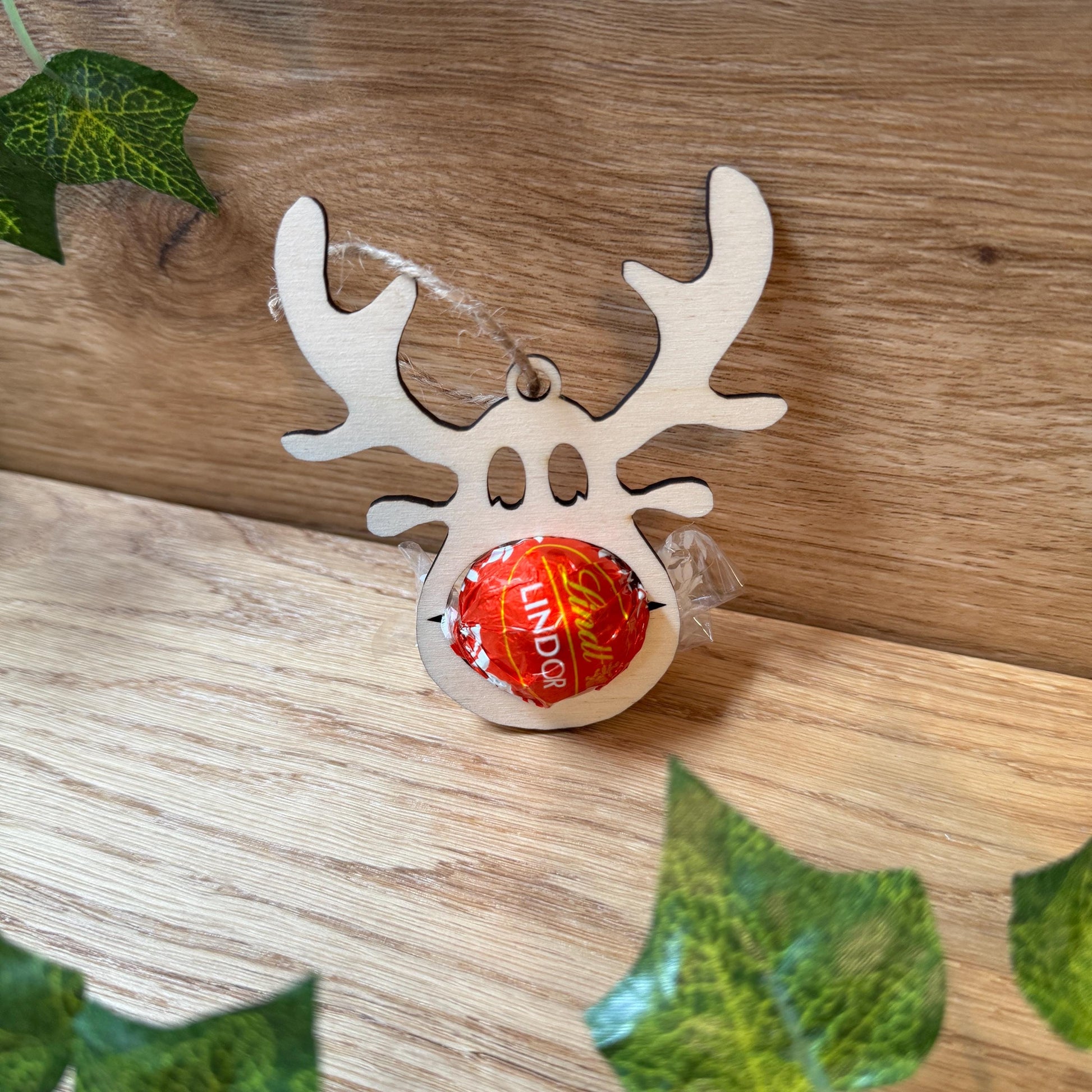 Rentier Schoko-Halter Christbaumkugel | Für Lindor Kugeln | Weihnachtsbaumschmuck | Geschenkidee | Weihnachtsgeschenk | Holz