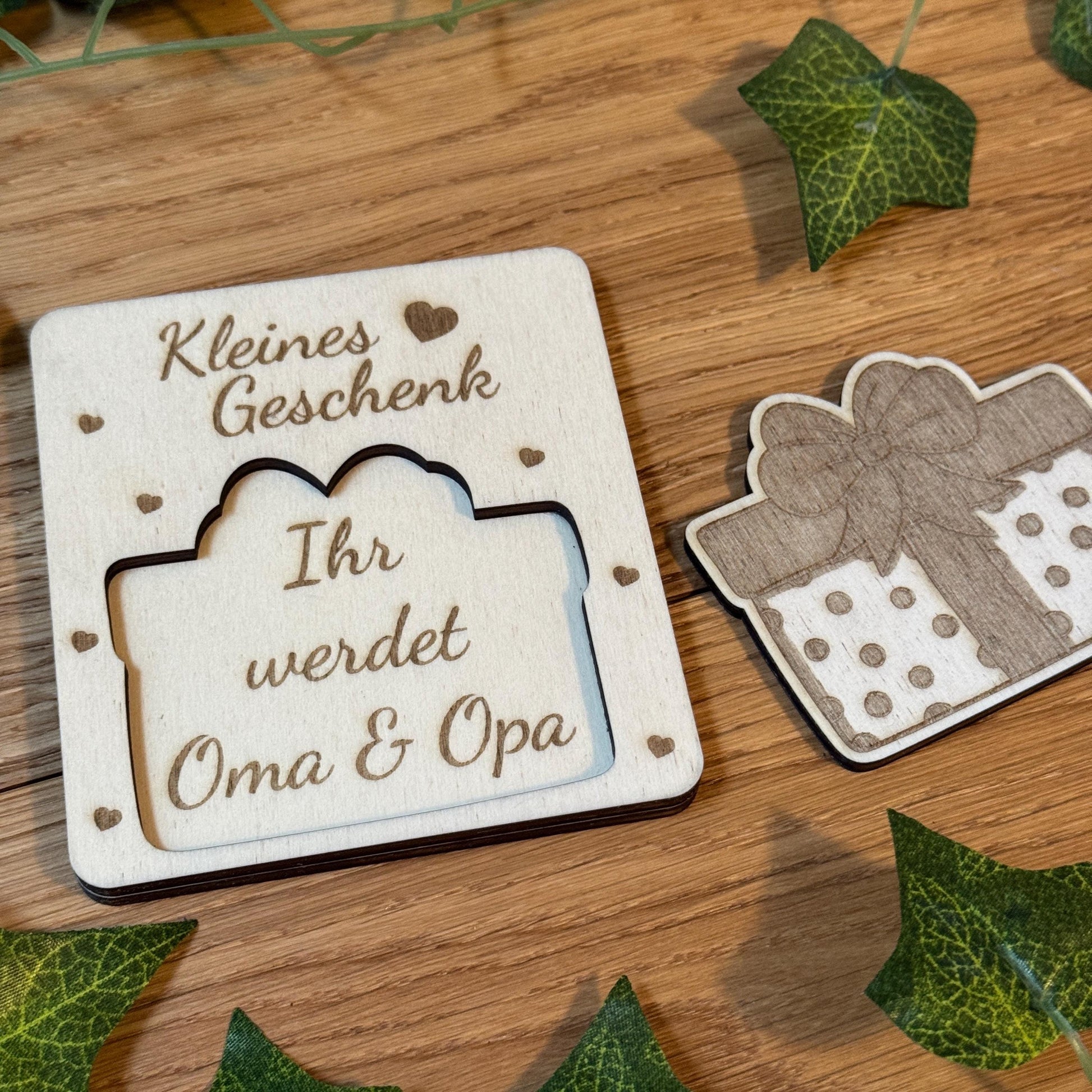 Schwangerschaft verkünden | Ihr werdet Oma & Opa | Tolle Geschenkidee aus Holz | Für werdende Großeltern | Holzkarte Schwangerschaft