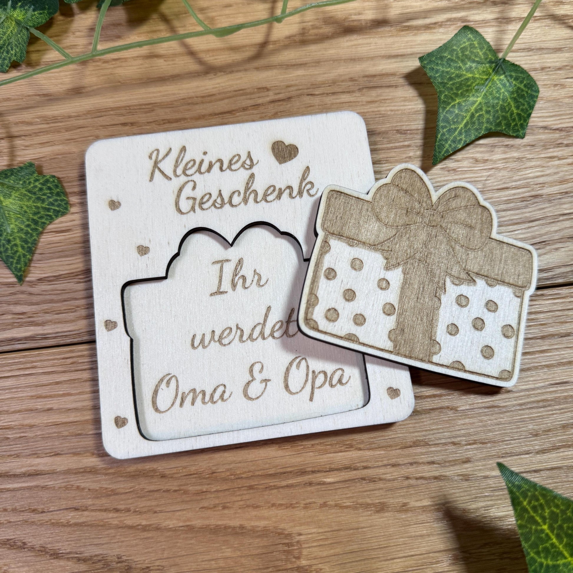 Schwangerschaft verkünden | Ihr werdet Oma & Opa | Tolle Geschenkidee aus Holz | Für werdende Großeltern | Holzkarte Schwangerschaft