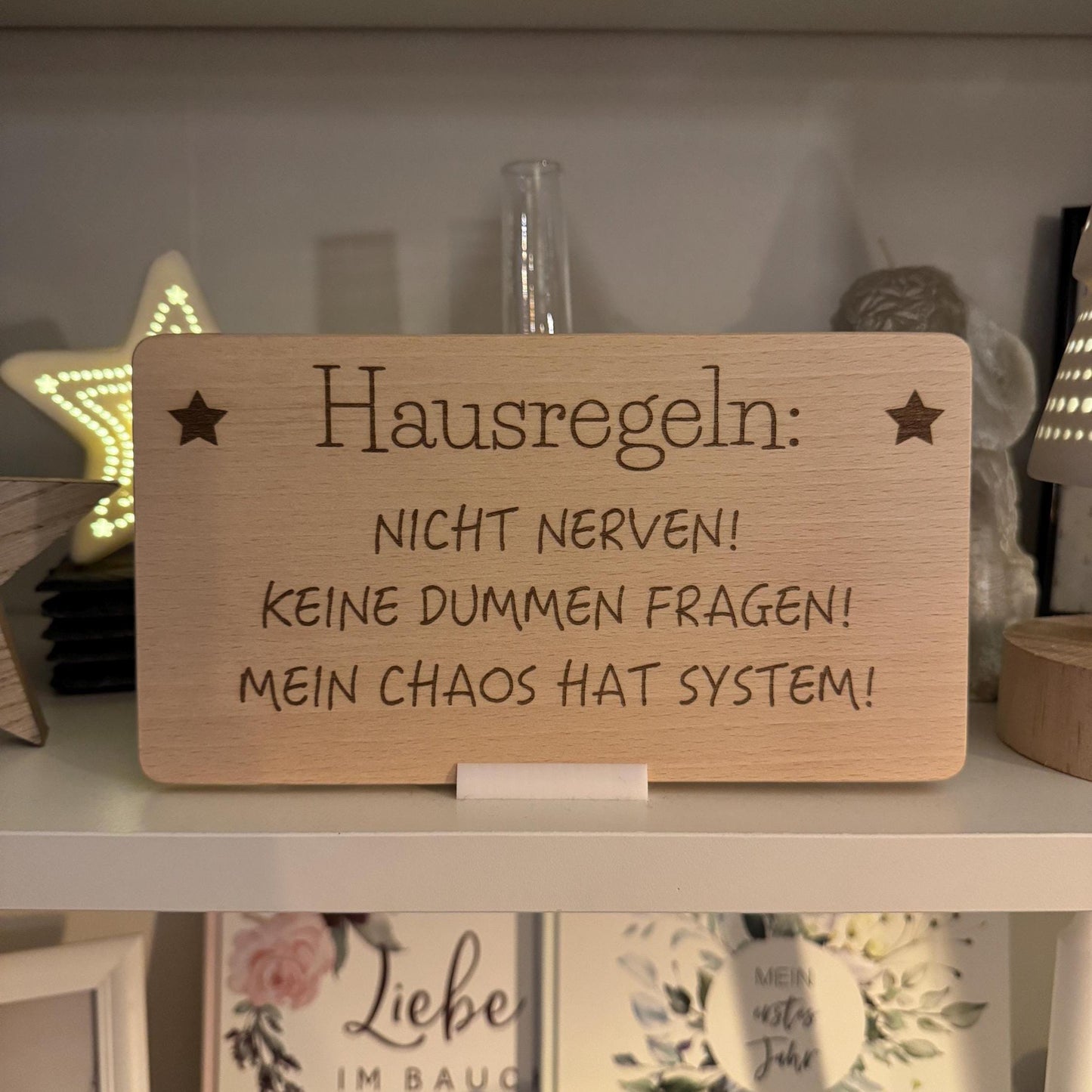Holzschild "Nicht Nerven" Hausregeln | Hausordnung | lustige Geschenkidee für Freunde & Familie | Dekoration für Zuhause | Mitbringsel
