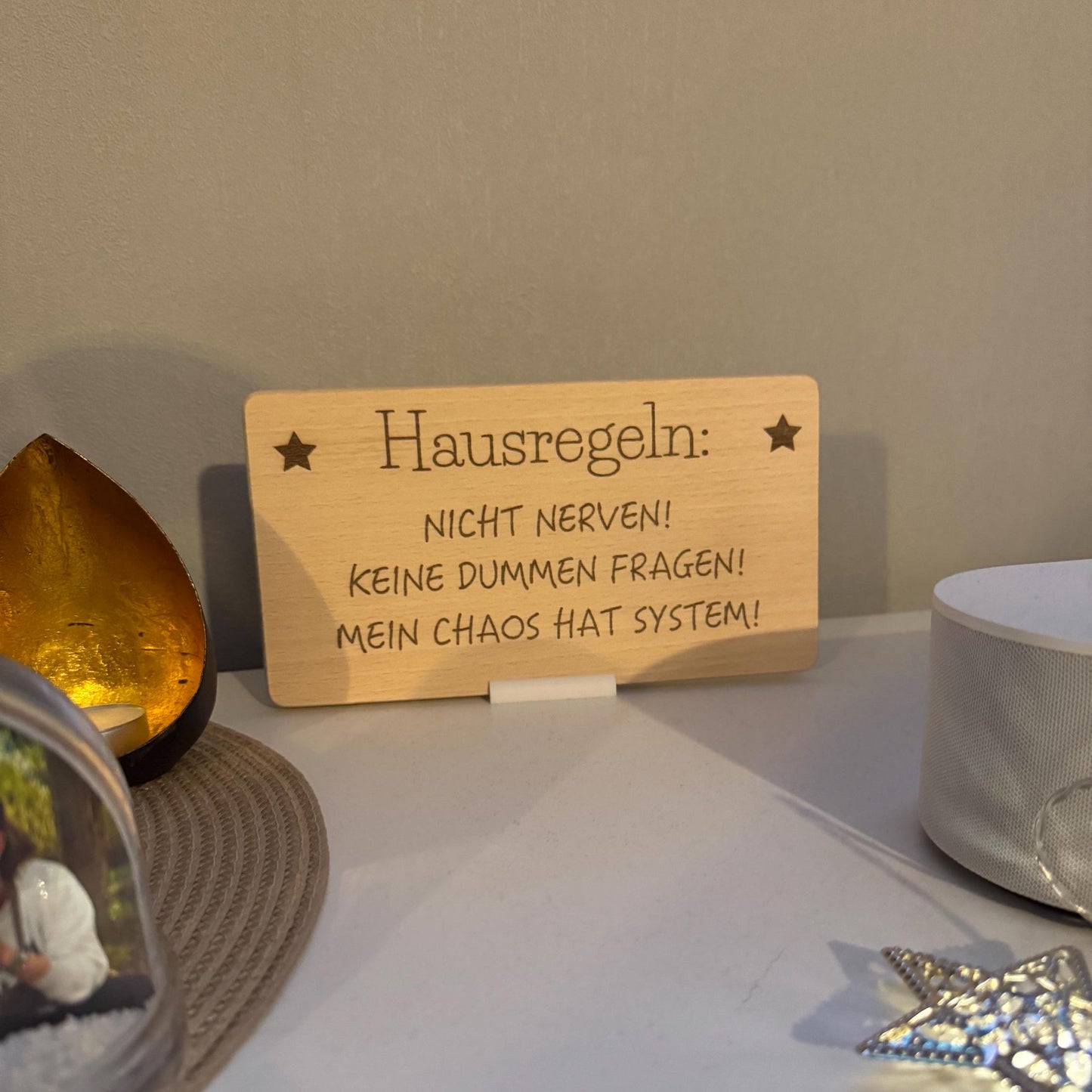 Holzschild "Nicht Nerven" Hausregeln | Hausordnung | lustige Geschenkidee für Freunde & Familie | Dekoration für Zuhause | Mitbringsel