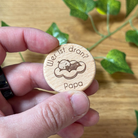 Entscheidungsmünze, Geschenk zur Geburt, Mama & Papa, Eltern, personalisierbar, witzige Kleinigkeit für Eltern | Baby Wolke