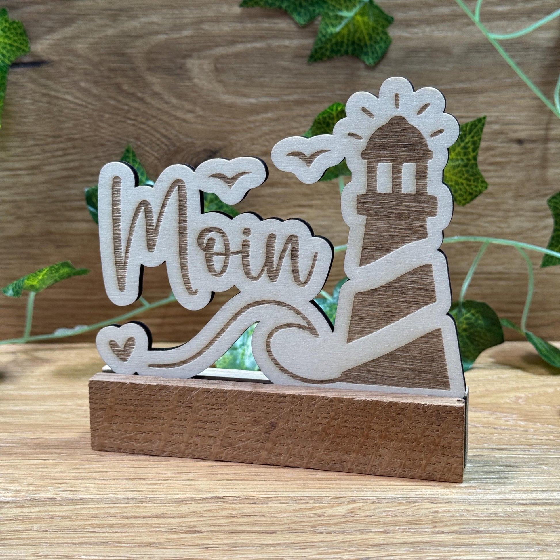 Nordischer Holzaufsteller "Moin" | Maritime Deko aus Holz | Handgemachte Deko für Wohnzimmer, Küche & Bad | Tolle Geschenkidee