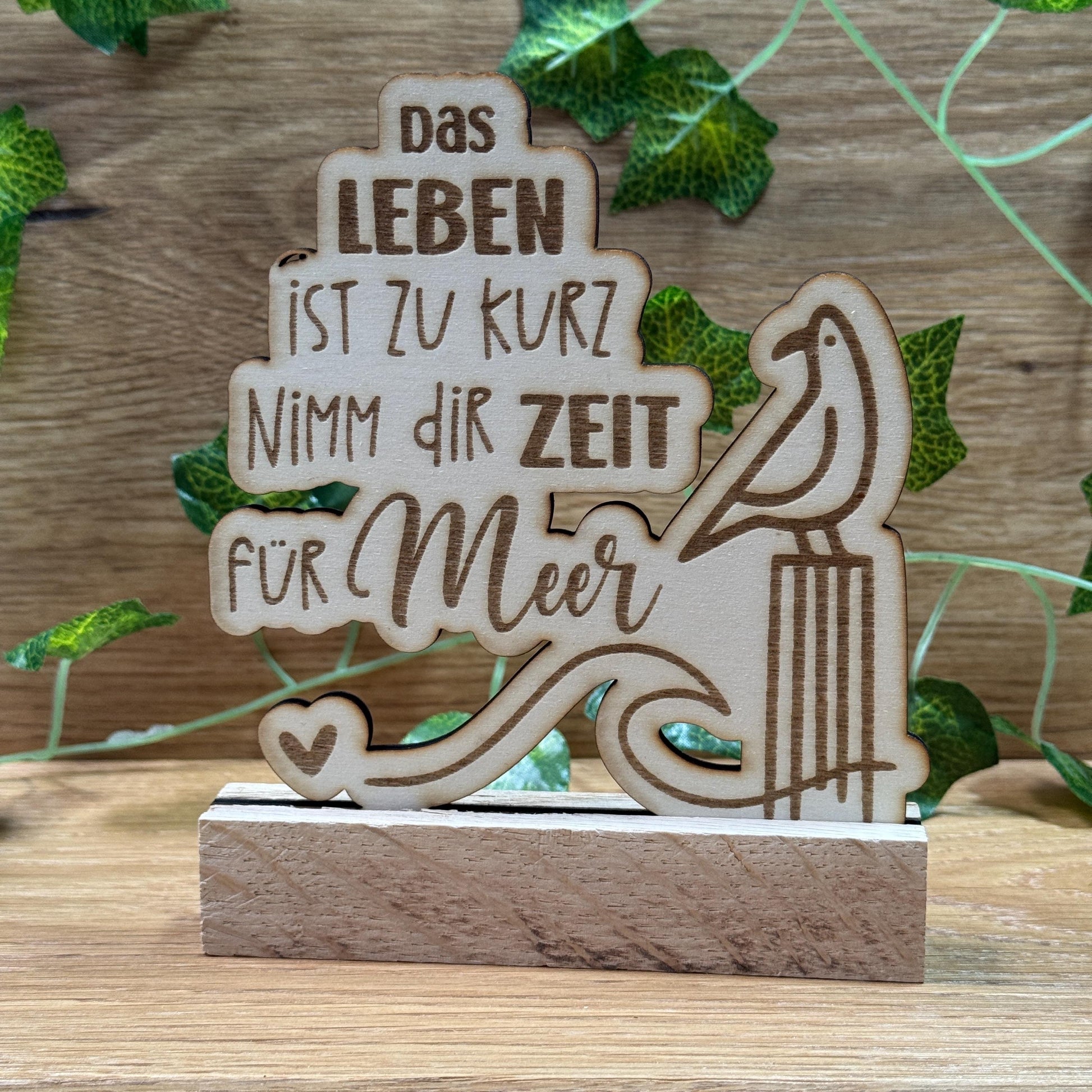 Nordischer Holzaufsteller "Zeit für Meer!" | Maritime Deko aus Holz | Handgemachte Deko für Wohnzimmer, Küche & Bad | Tolle Geschenkidee