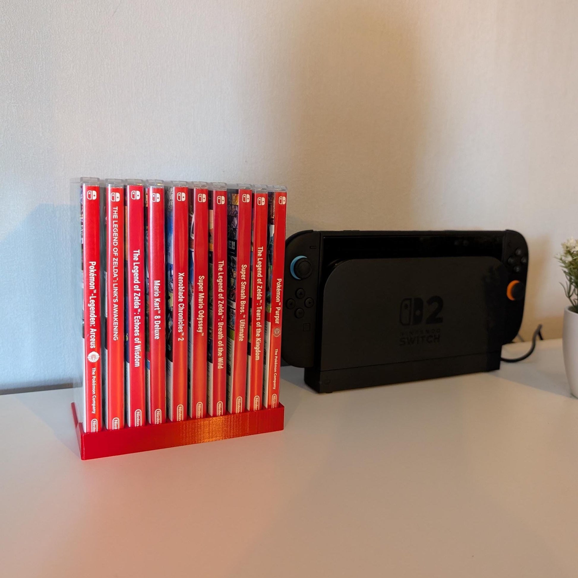 Nintendo Switch Spiele Aufsteller für 10 Hüllen | Game Case Halter für Switch 1 & 2 | Regal für Spiele | Gaming Zubehör