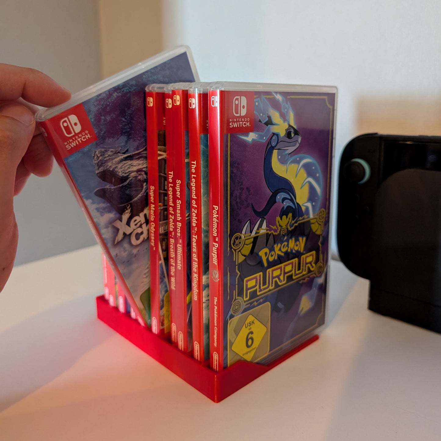 Nintendo Switch Spiele Aufsteller für 10 Hüllen | Game Case Halter für Switch 1 & 2 | Regal für Spiele | Gaming Zubehör
