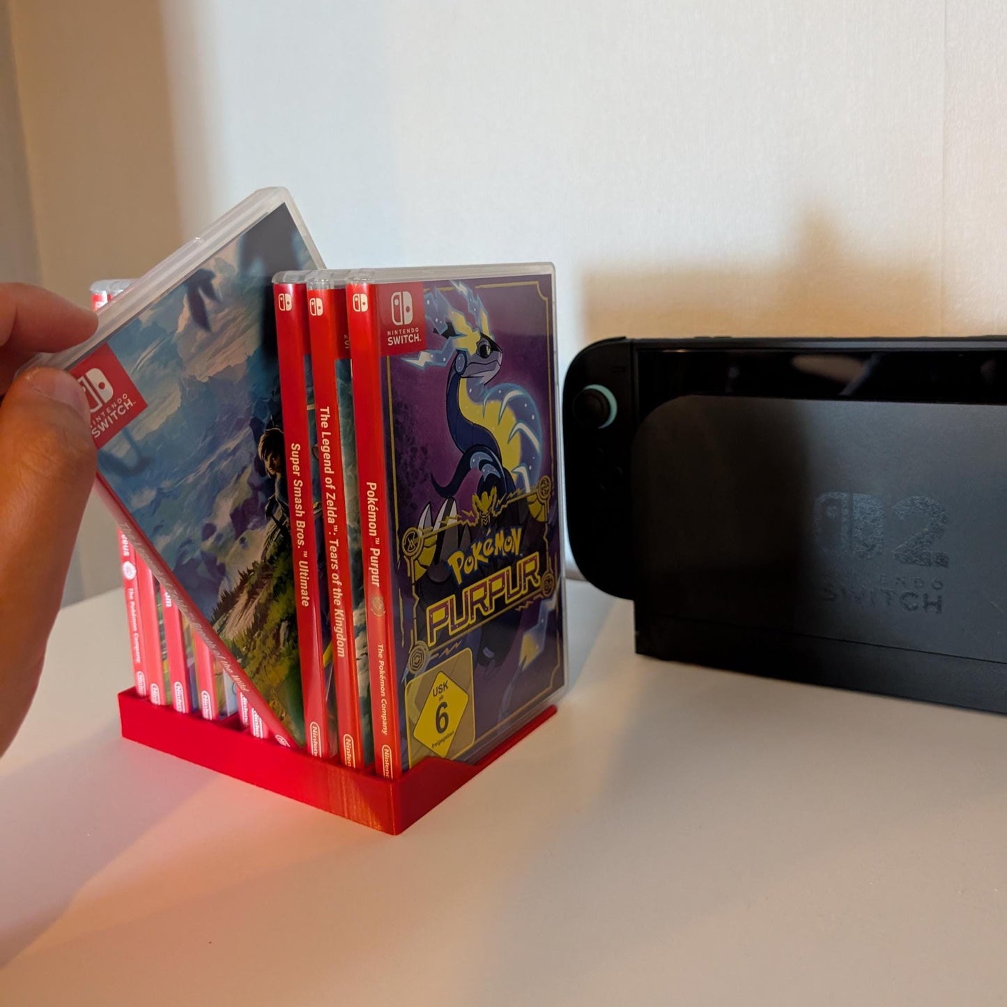 Nintendo Switch Spiele Aufsteller für 10 Hüllen | Game Case Halter für Switch 1 & 2 | Regal für Spiele | Gaming Zubehör