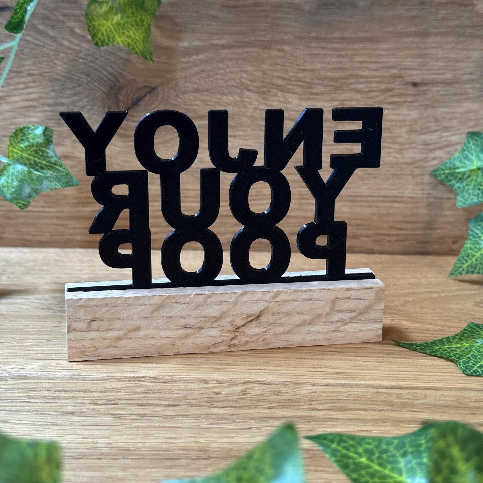 Kloschild lustig | Holzaufsteller Badezimmerdeko "Enjoy your poop"