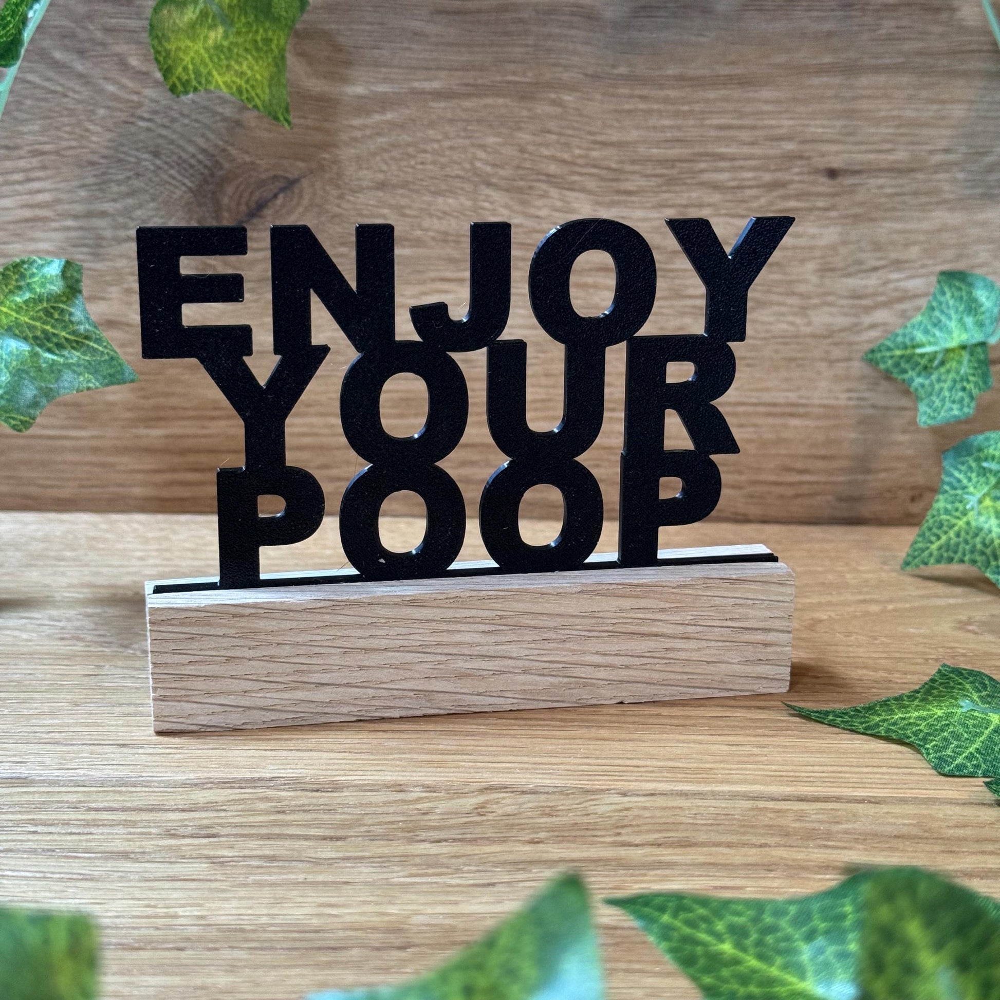 Kloschild lustig | Holzaufsteller Badezimmerdeko "Enjoy your poop"