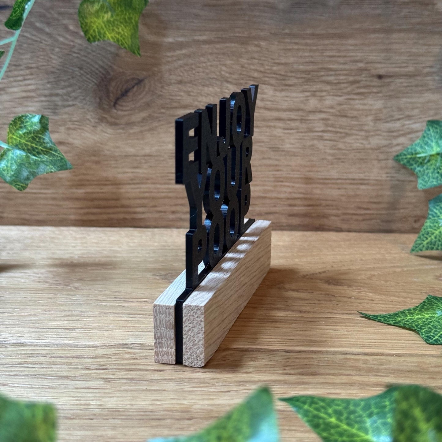 Kloschild lustig | Holzaufsteller Badezimmerdeko "Enjoy your poop"