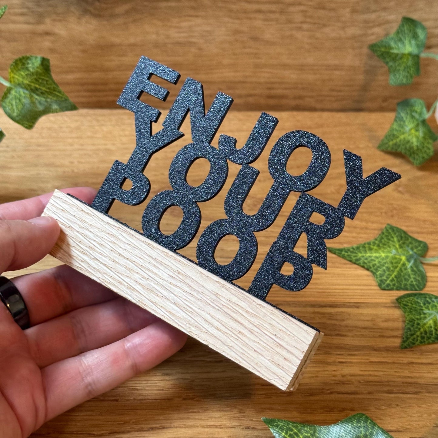 Kloschild lustig | Holzaufsteller Badezimmerdeko "Enjoy your poop"