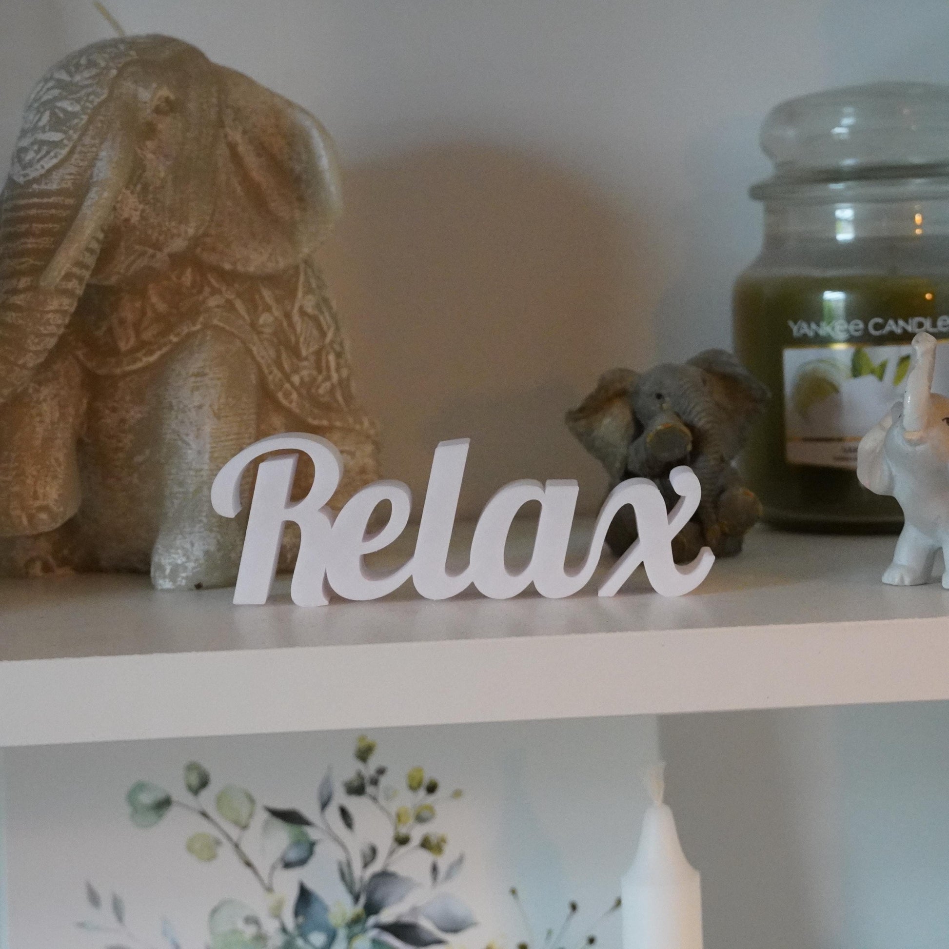 Relax -Deko-Schriftzug | Aufsteller für Bad, Wohnzimmer, Schlafzimmer