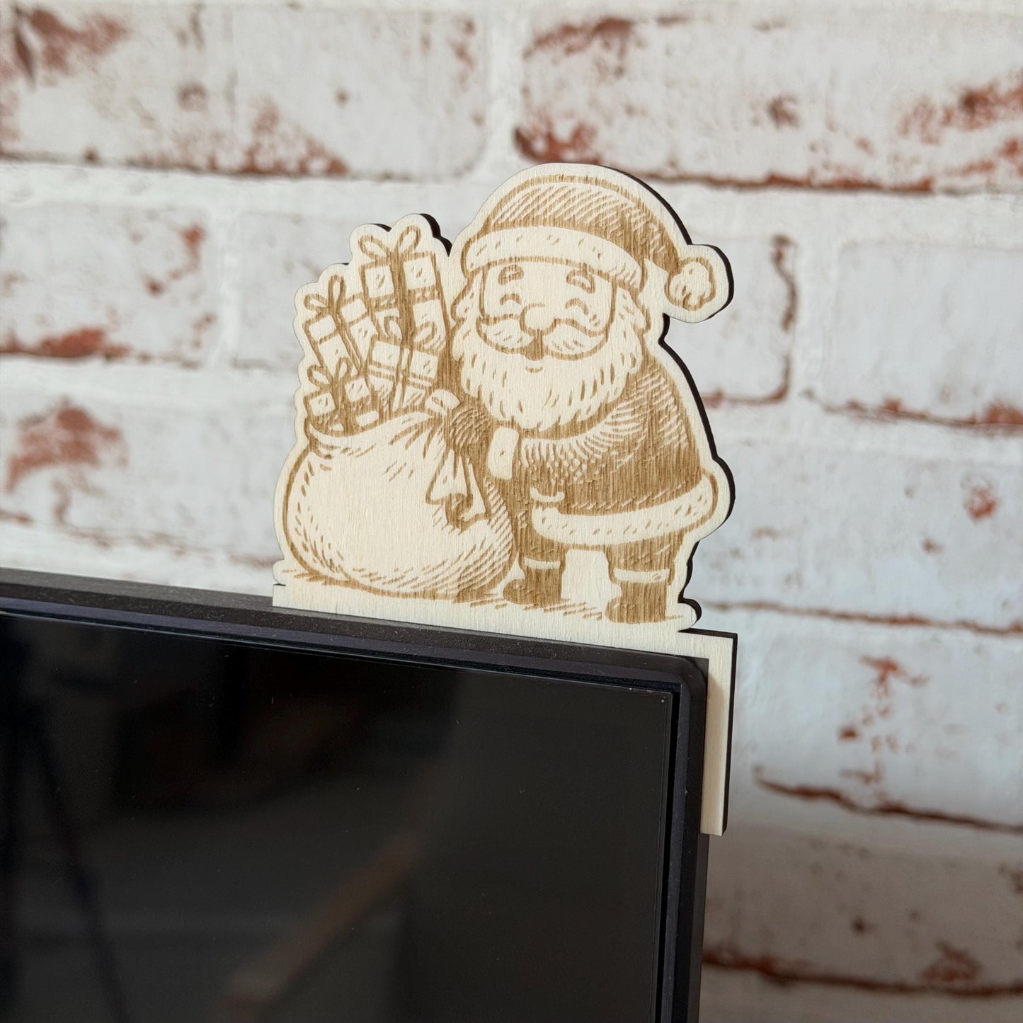 Weihnachtsmann Kantenhocker aus Holz – Weihnachtsdeko für Lichtschalter, Steckdosen & Regale | nachhaltige Deko aus Holz