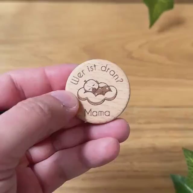 Entscheidungsmünze, Geschenk zur Geburt, Mama & Papa, Eltern, personalisierbar, witzige Kleinigkeit für Eltern | Baby Wolke