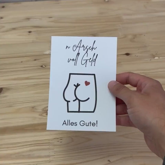 Geldgeschenk Karte witzig "N Arsch voll Geld" | Lustige Geburtstagskarte, Hochzeitskarte, Abschiedsgeschenk Kollege | Handgemacht A6
