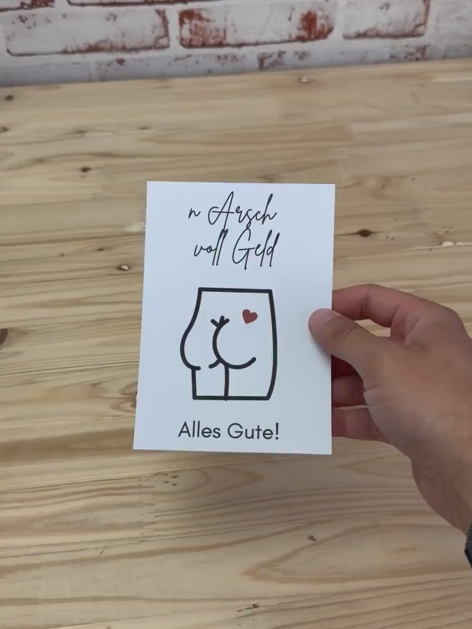 Geldgeschenk Karte witzig "N Arsch voll Geld" | Lustige Geburtstagskarte, Hochzeitskarte, Abschiedsgeschenk Kollege | Handgemacht A6