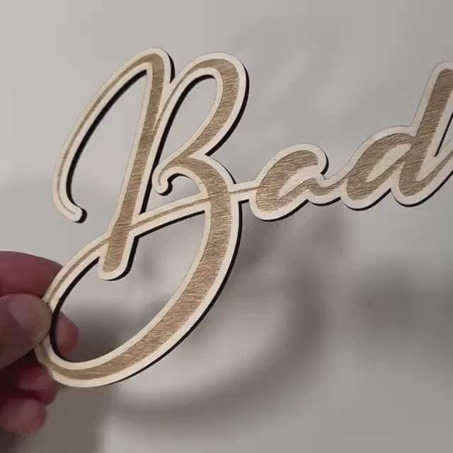 Türschild Badezimmer | Bad, Gäste WC, Schriftzug – Holz