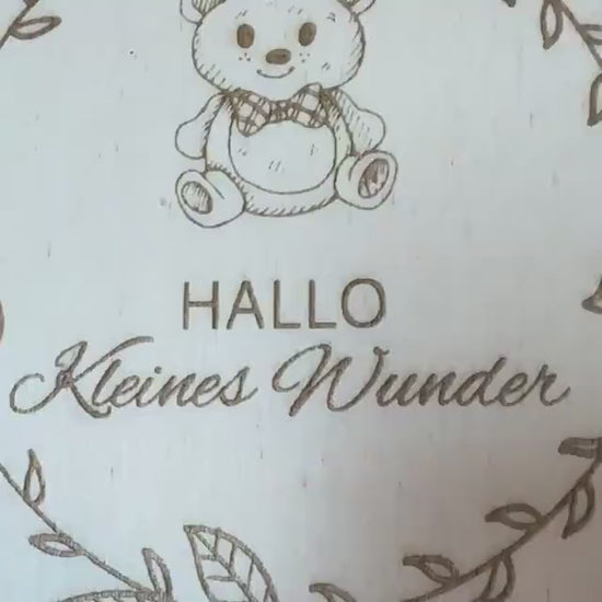 Kleines Wunder - Holzschild - Geschenk zur Geburt, Mama & Papa, Eltern, personalisierbar, schöne Kleinigkeit für werdende Eltern